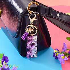 Alloy & Resin Tassel Keychainss&nbsp;AJEW-TADJ0001-20G-10