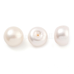 グレード6a 天然養殖淡水真珠ビーズ  片穴  半円形ビーズ  ホワイト  9.5~10x7mm  穴：1mm&nbsp;PEAR-N018-6A-9510A