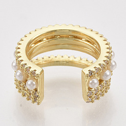 Brass Micro Pave Cubic Zirconia Cuff Earrings&nbsp;X-ZIRC-Q022-027G-NF