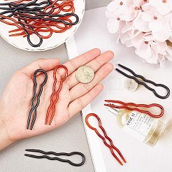 プラスチックヘアフォークセット  U字型ウェーブバレッタ付き  ミックスカラー  90.5x21.5x3.5mm  2色  30個/カラー  60個/セット&nbsp;OHAR-NB0001-08