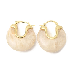 Brass Resin Hoop Earrings&nbsp;EJEW-P333-11C-G01
