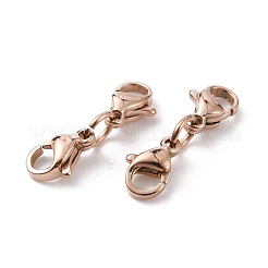 304ステンレススチールダブルロブスタークロウ留め金  ローズゴールド  20x6x3mm&nbsp;STAS-WH0027-43RG