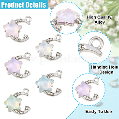 15個の合金ペンダント  月＆星  ガラスと  桃パフ  16x15.7mm&nbsp;FIND-YW0017-90A