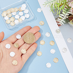 40Pcs 2 Colors Brass Coin Charms&nbsp;KK-DC0005-10