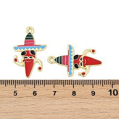 シンコ・デ・マヨテーマ合金エナメルペンダント  ゴールドカラー  唐辛子  29x18x1mm  穴：1.8mm&nbsp;ENAM-V001-05A-G