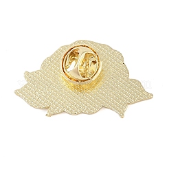 花の金色のエナメルピン  バックパックの服に使える合金製ブローチの塗装  ローズ  レッド  22x37mm&nbsp;JEWB-K012-07A-G