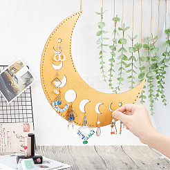 木製のピアスディスプレイ  鉄アズキチェーン付き  ムーン  ペルー  56.5cm&nbsp;ODIS-WH0020-51