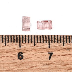 2穴透明ガラスシードビーズ  アンティークスタイル  長方形  ピンク  5x2.5x2mm  穴：0.7mm&nbsp;SEED-S023-30B-30
