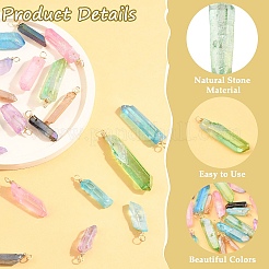24Pcs 8 Styles Electroplated Natural Quartz Crystal Pendants&nbsp;PALLOY-YW00122