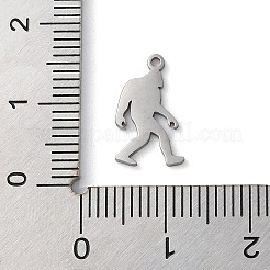 変色しない304ステンレススチールペンダント  レーザー切断  ゴリラ  ステンレス鋼色  14x8x1mm  穴：1mm&nbsp;STAS-P338-03P
