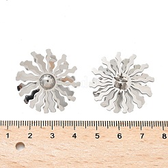304ステンレススチールスタッドピアス  花  ステンレス鋼色  29mm&nbsp;EJEW-Z098-21P