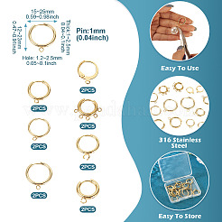14Pcs 7 Styles 201/316 Stainless Steel Huggie Hoop Earring Findings&nbsp;STAS-TA0005-50