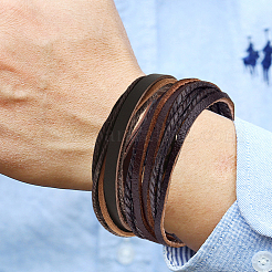 1Pc Cowhide Leather Cord Multi-strand Bracelets&nbsp;BJEW-CL0001-48A