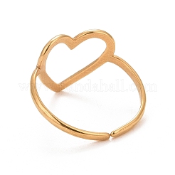 Ion Plating(IP) 304 Stainless Steel Open Heart Cuff Ring for Women&nbsp;RJEW-C025-22G
