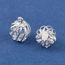 Iron Glass Bead Cage Pendants&nbsp;IFIN-N014-01S