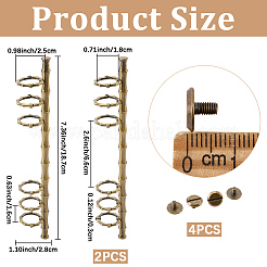 6リング合金製ルーズリーフブックバインダーヒンジリング  アンティークブロンズ  187x25x28mm  内径：18mm&nbsp;FIND-WH20042-61B
