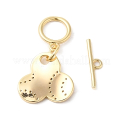 Brass Micro Pave Clear Cubic Zirconia Toggle Clasps&nbsp;KK-P234-90G