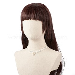 女性用ガラスシード付きラウンドシェルパールペンダント二層ネックレス  ホワイト  14.76インチ（37.5cm）&nbsp;NJEW-JN03944