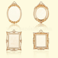 4Pcs 4 Styles Brass Pendant Cabochon Settings&nbsp;KK-BBC0020-15