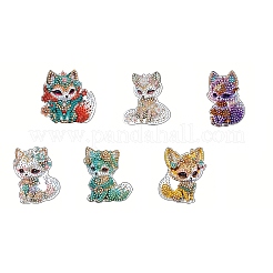 DIYキツネ模様ダイヤモンド塗装キーホルダーキット  アクリル板入り  キーホルダークラスプ  ビーズチェーン  樹脂ラインストーンバッグ  ダイヤモンド付箋  トレープレート＆のり粘土  ミックスカラー  75mm  5個/セット&nbsp;WG26361-01