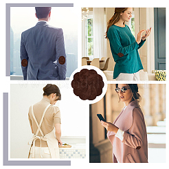 楕円形のアイロン接着/縫い付けパッチ  植毛布アップリケ  衣服の膝や肘の修理パッチ  ココナッツブラウン  140x110x0.8mm&nbsp;DIY-WH0387-21E