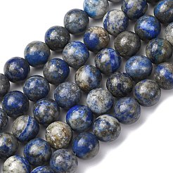 天然石ラピスラズリビーズ連売り  ラウンド  10mm  穴：1mm  約38個/連  15.5インチ（39cm）&nbsp;G-A163-07-10mm