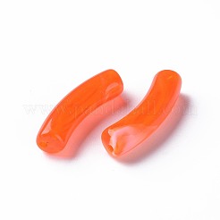 ツートンアクリルビーズ  天然石風  カーブチューブ  レッドオレンジ  31x9.5x7.5mm  穴：1.8mm&nbsp;X1-MACR-S272-78G