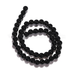 合成ブラックストーンビーズ連売り  染め  ラウンド  ブラック  4mm  穴：1mm  約49個/連  7.8インチ&nbsp;G-G088-4mm