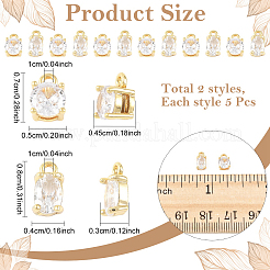 10Pcs 2 Styles Brass Micro Pave Clear Cubic Zirconia Charms&nbsp;KK-YW0004-36