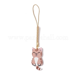 アクリル携帯ストラップ  猫の形  ミックスカラー  12~12.4cm&nbsp;HJEW-JM02064