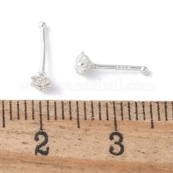S999 ファインシルバー クリアキュービックジルコニア スタッドピアス  花  プラチナ  3x3.5mm&nbsp;EJEW-M064-01S-02