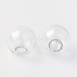 丸型機械式 1 穴吹きガラス球形ボールボトル  スタッドピアスや工芸品用  透明  18mm  穴：3~5mm&nbsp;BLOW-R001-18mm