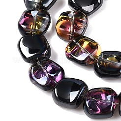 電気メッキガラスビーズセット  パール光沢メッキ  正方形  ブラック  10.5x10.5~11x6.5mm  穴：1mm  約59~60個/連  25.12~25.59インチ（63.8~65cm）&nbsp;EGLA-N012-07Y