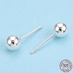 スターリングシルバー ラウンド ボール スタッド イヤリング 925 個  銀  6mm  ピン：0.8mm&nbsp;STER-T005-01G