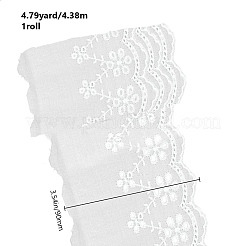 コットンレーストリム  DIYスクラップブッキングギフトパッケージリボン用  服飾材料  花柄  ホワイト  3-1/2インチ（90mm）&nbsp;OCOR-GF0001-46