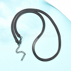 5mm 304 ステンレススチール フラットスネークチェーンネックレス 女性用 男性用  イオンプレーティング（ip）  ブラック  17.72インチ（45cm）&nbsp;NJEW-Z115-05EB