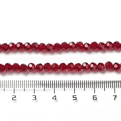 透明ガラスビーズ連売り  ファセット（32ファセット）  ラウンド  暗赤色  4mm  穴：0.7mm  約87~93個/連  32~33cm&nbsp;EGLA-A035-T4mm-D02