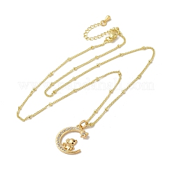 Brass Micro Pave Clear Cubic Zirconia Pendants Necklaces&nbsp;NJEW-K269-05G-02