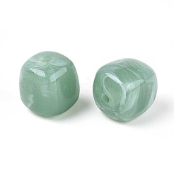 不透明なアクリルビーズ  正方形  ミディアムアクアマリン  17x16x16mm  穴：2.7mm&nbsp;X-OACR-ZX006-33I