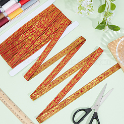 15.4 ヤードのヴィンテージ ジャカード ポリエステル リボン  刺繍入りの織りリボン  洋服アクセサリー用  レッド  3/4インチ（19mm）&nbsp;OCOR-CY0004-63B