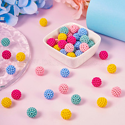 50 個 5 色のゴム引きスタイルのアクリルビーズ  ベリービーズ  組み合わせビーズ  ラウンド  ミックスカラー  12x11.5mm  穴：1.6mm  10個/カラー&nbsp;SACR-TA0001-32