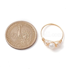 ナチュラルパールフィンガー指輪  銅線を巻いたリング  ライトゴールド  usサイズ8 1/2(18.5mm)&nbsp;RJEW-JR00604-01