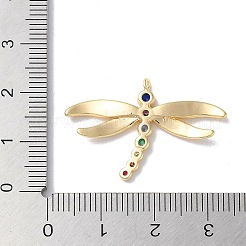 カラフルなガラスのペンダント  真鍮パーツ  トンボチャーム  18KGP本金メッキ  20.5x30.5x2.5mm  穴：1.2mm&nbsp;KK-F867-16G