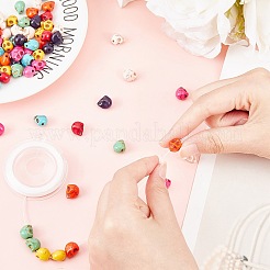 ハロウィンをテーマにしたDIYストレッチブレスレットの作り方キット  スカル合成ターコイズビーズを含む  強い伸縮性のあるビーディング弾性糸  ミックスカラー  10x8x10mm  穴：1mm  100個/箱&nbsp;DIY-SC0014-25A