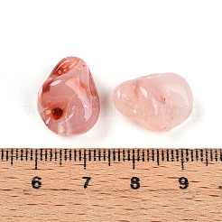 透明なアクリルビーズ  ナゲット  ツートン  ライトサーモン  16.5x13x10mm  穴：1.6mm  約462個/500g&nbsp;TACR-T028-44A