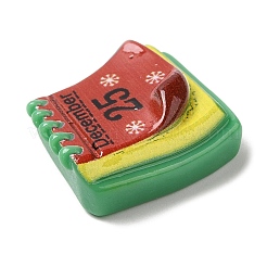 クリスマステーマ不透明樹脂カボション  ジュエリー作りのための  カレンダー  長方形  22x22x19mm&nbsp;LS-RESI-E043-01P