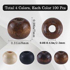 400Pcs 4 Styles  Natural Wood Beads&nbsp;WOOD-GF0002-15A