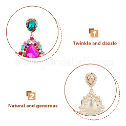 2 Pairs 2 Colors Rhinestone Teardrop Dangle Stud Earrings&nbsp;EJEW-FI0001-99