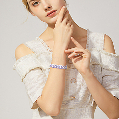 20個20色の手作りコットン＆リネン編みコードブレスレットセット  女性のための調節可能なブレスレット  ミックスカラー  内径：1-3/4~4インチ（4.6~10cm）  1pc /カラー&nbsp;BJEW-AN0001-62