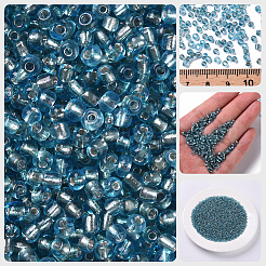 3000個のガラスシードビーズ  銀並ぶ丸い穴  丸い小さなビーズ  ターコイズ  2mm  穴：1mm&nbsp;SEED-PA0001-29A-03